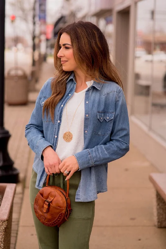 Bigger Savings, Better Shopping!Ombre Denim Button Up