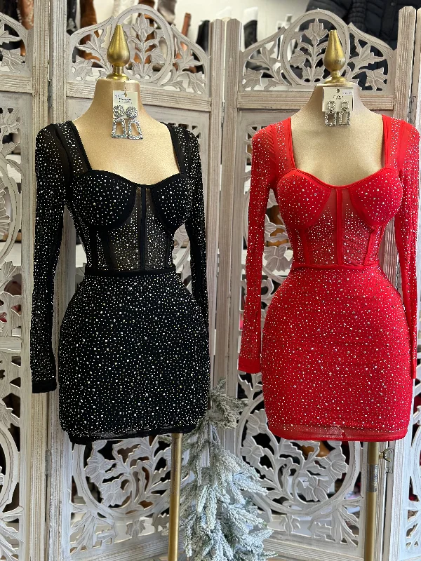 Hurry! While Supplies Last!Rhinestone Mini Dress