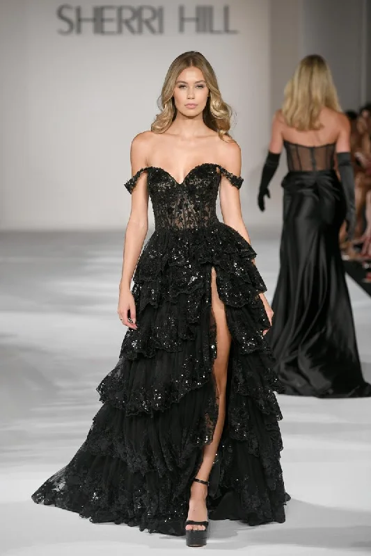 Flash Sale – Act Fast!Sherri Hill Sequin Ruffle A-Line Prom Dress 55500 - B