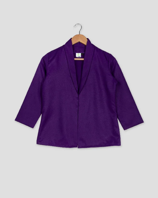 Every Deal is a Steal!Solid Edit : Plain Indigo Purple Jacket For Women