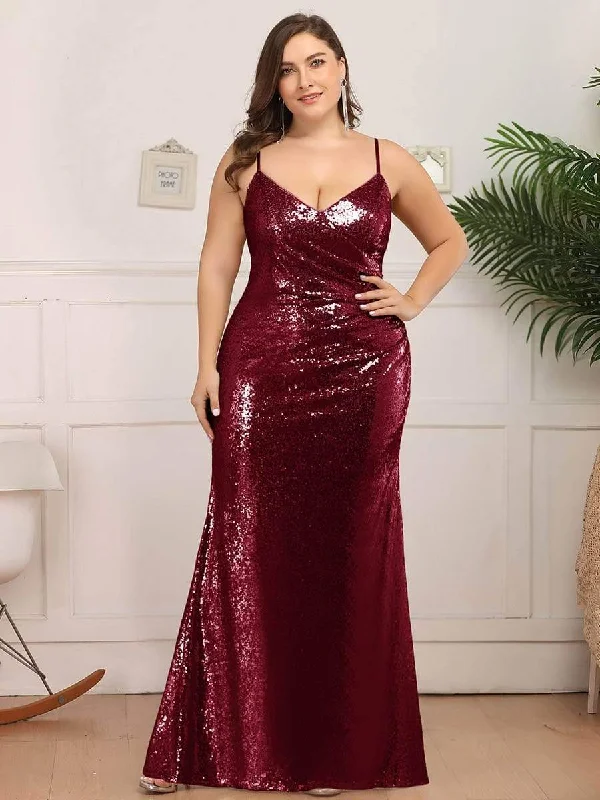 Best Price of the Season!Plus Size Sparkly Sequin Long Mermaid Formal Party Dresses