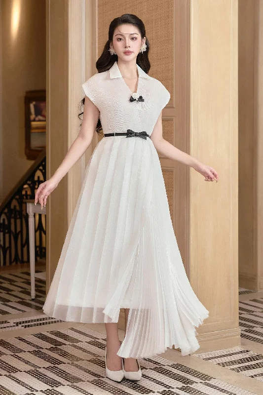 Flash Deals – Act Quickly!Tina Asymmetric Pleated Foam Ankle Length Dress