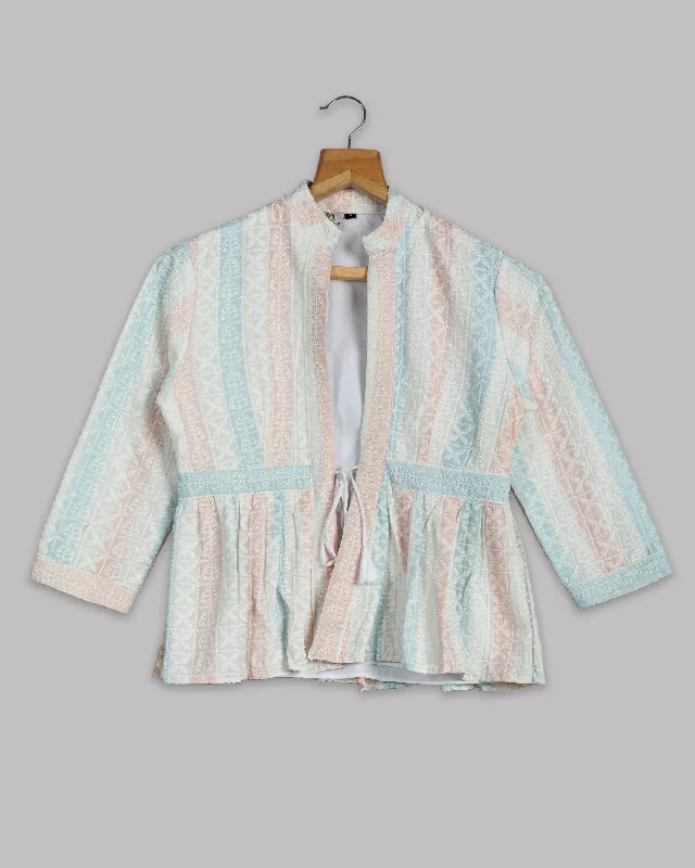 Your Wallet Will Thank You!Trendy Floral Embroidery Frill Jacket