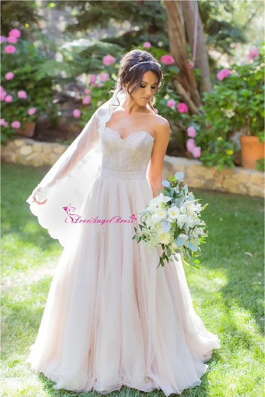 Get It Before It’s Gone!A-line Sweetheart Lace Destination Wedding Dress with Tulle Skirt