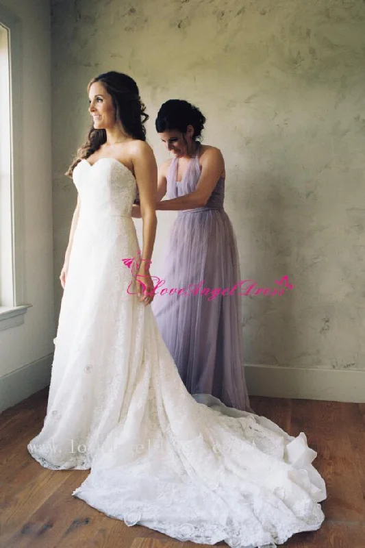 Save Up to 50% Off!Classic Sweetheart Sheath Lace Bride Dresses with Open Back