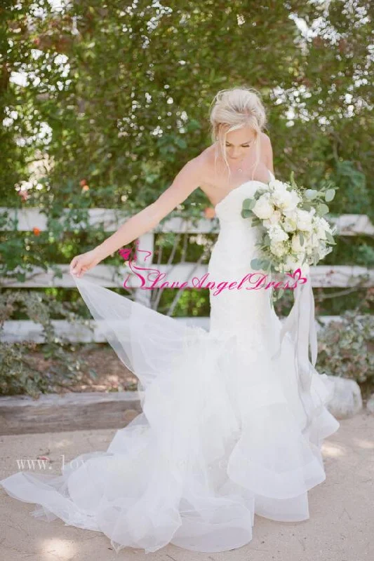 Your Shopping Spree Starts Here!Lace Sweetheart Mermaid Bride Dresses with Ruffled Skirt
