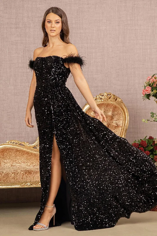 Exclusive Savings This Week!Long Off Shoulder Velvet Prom Dress