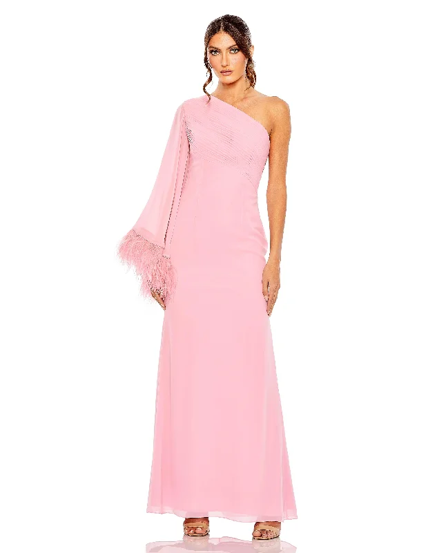 Upgrade for Less!Mac Duggal 11442 Long One Shoulder Formal Chiffon Gown