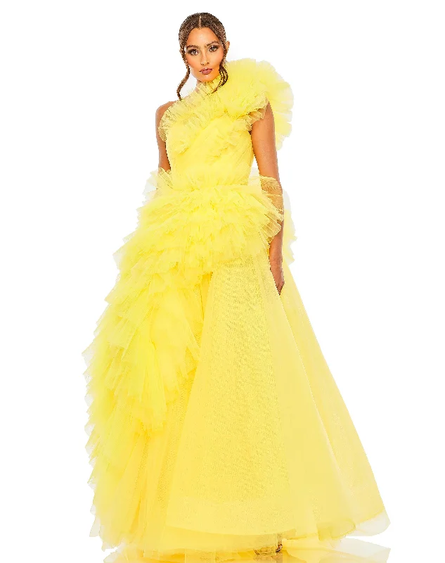 Shop the Hottest Deals!Mac Duggal 20534 Long One Shoulder Ruffle Prom Gown