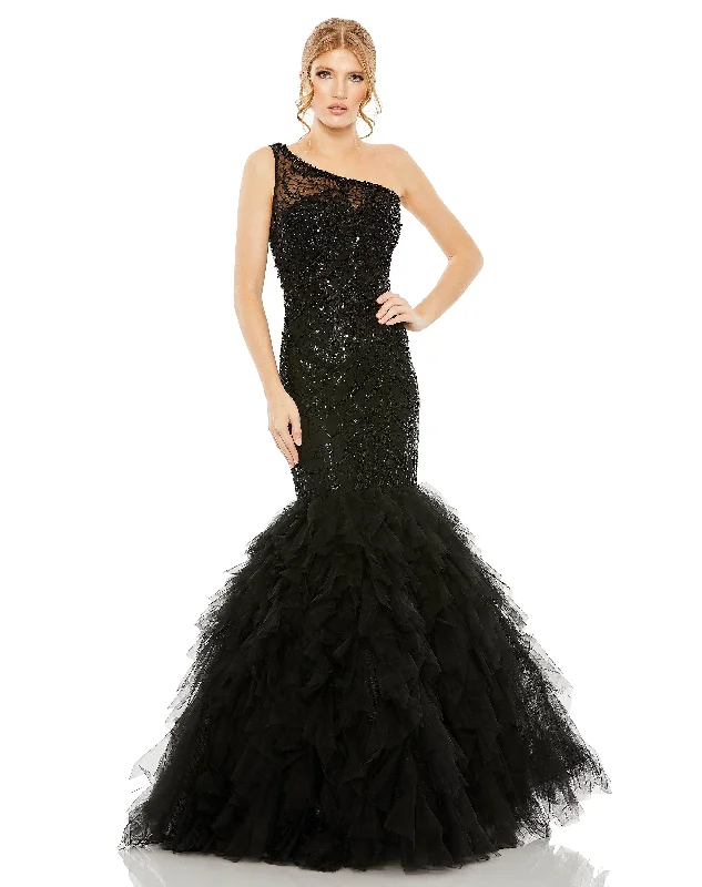 Best Price of the Season!Mac Duggal 20545 Long One Shoulder Mermaid Prom Dress