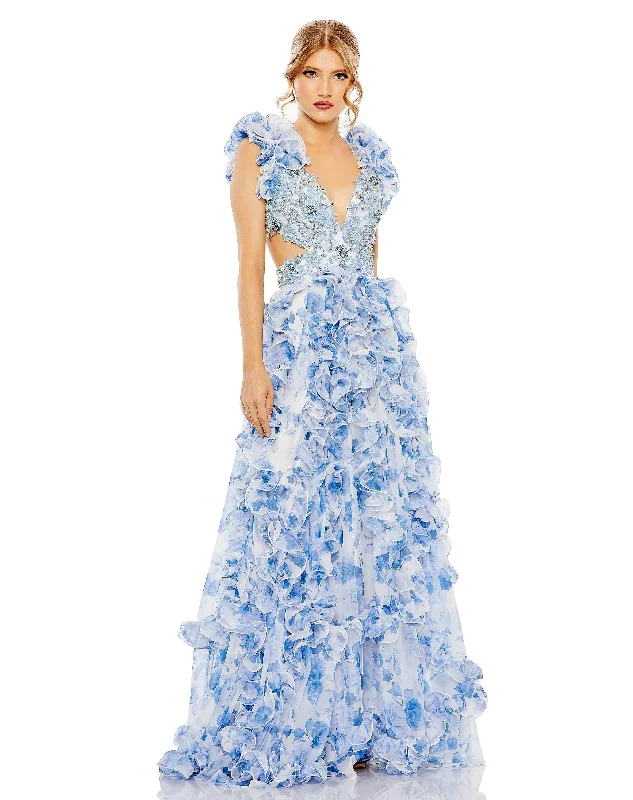 Crazy Discounts Inside!Mac Duggal 2220 Long Sleeveless Chiffon Prom Dress