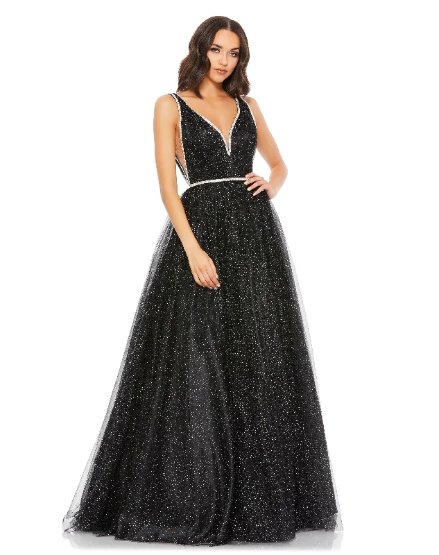 Save Like Never Before!Mac Duggal 30727 Prom Long Sleeveless Tulle Ball Gown