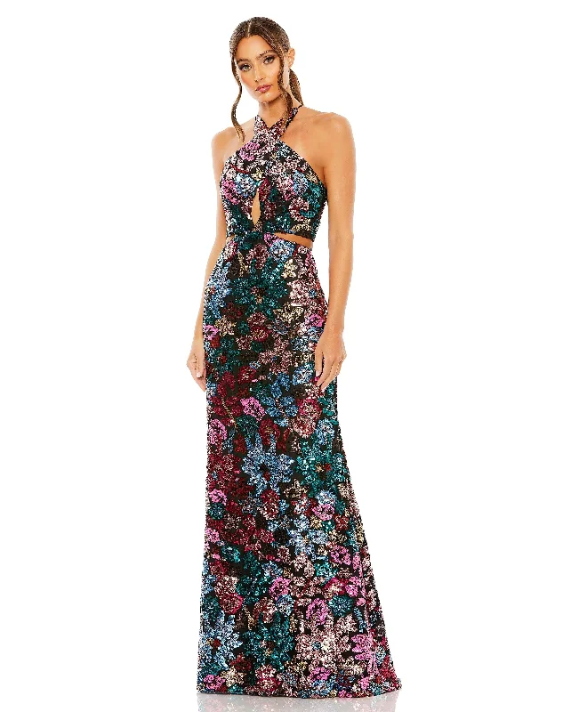 Hottest Discounts of the Year!Mac Duggal 49695 Long Halter Formal Prom Dress