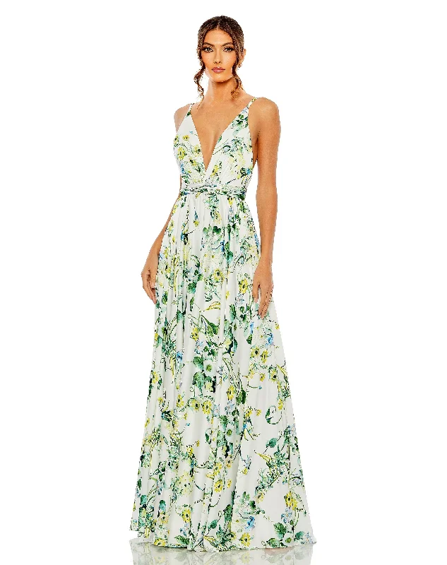 Huge Price Cuts Await!Mac Duggal 55983 Prom Long Formal Floral Print Dress