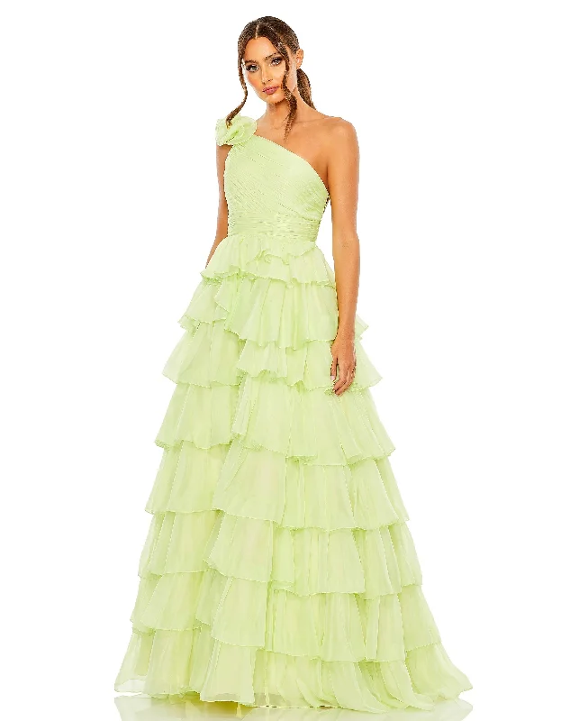 Stock Up and Save!Mac Duggal 67979 Long One Shoulder Chiffon Prom Gown