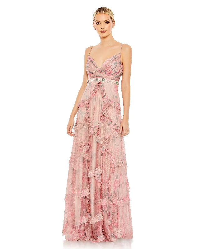 Flash Deals – Act Quickly!Mac Duggal 9173 Long Spaghetti Strap Chiffon Prom Gown
