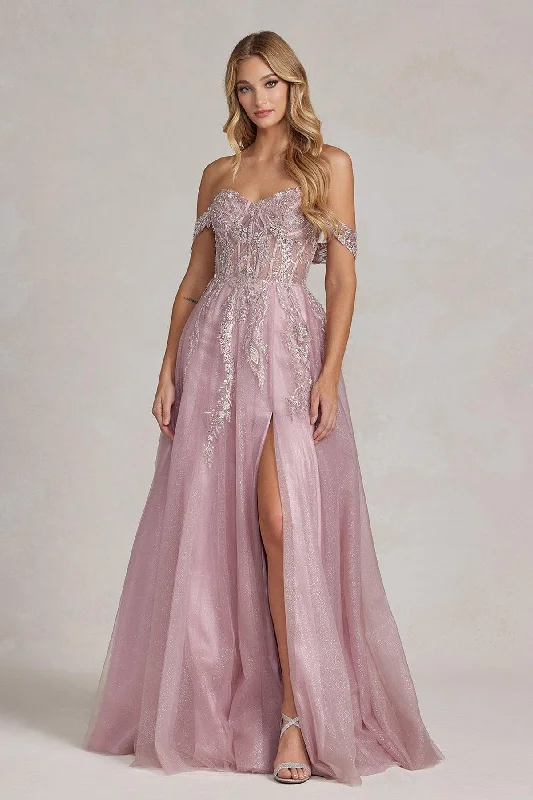 Limited-Time Price Drop!Nox Anabel E1128 Long Off Shoulder Beaded Prom Gown