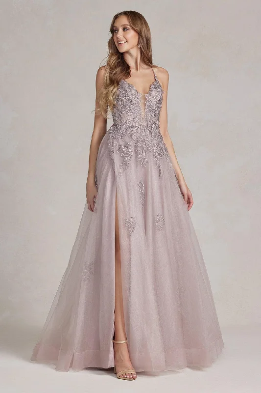 Steals and Deals Await!Nox Anabel G1149 Long Spaghetti Strap Sexy Prom Tulle Gown