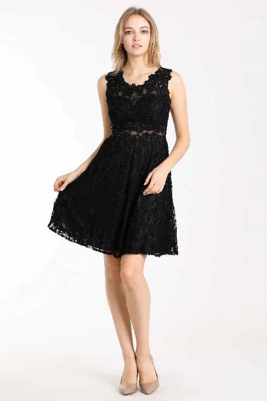 Buy More, Save More!Cinderella Divine CF175 Short Black Lace Homecoming Prom Dress