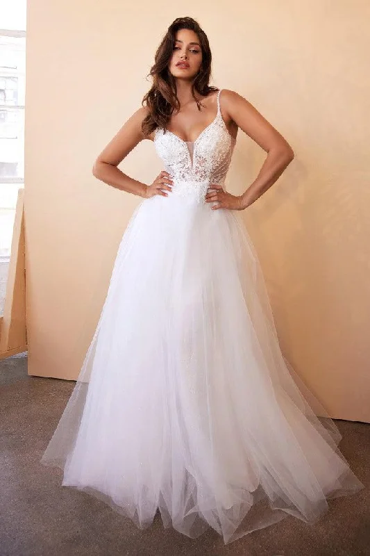One Day Only – Huge Savings!Cinderella Divine CD0195W Sleeveless Tulle A-Line Wedding Gown