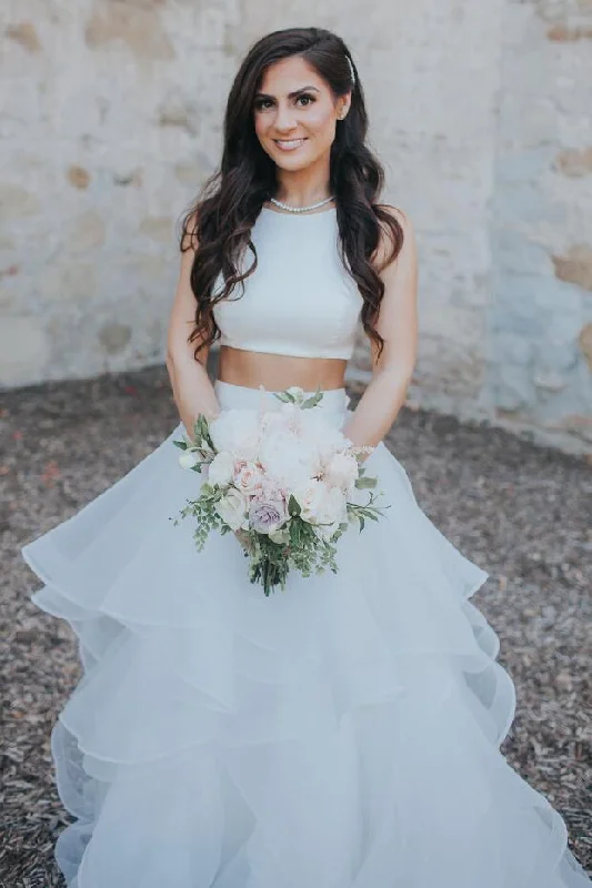 Biggest Sale of the Season!Sleeveless Two Piece Wedding Dress with Ruffles Skirt