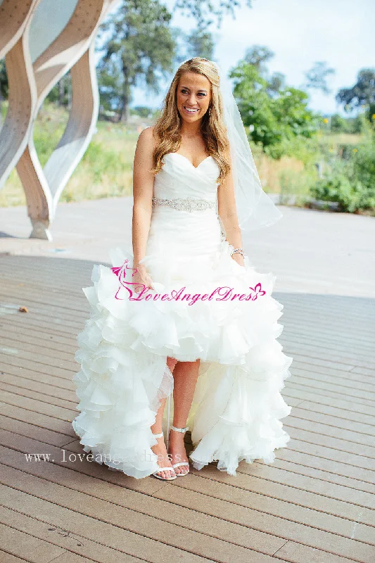 Special Offer – Act Fast!Sweetheart Ruffled Organza Mermaid Wedding Dress with Belt