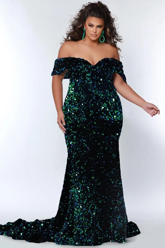 Shop Early, Save Big!Sydneys Closet JK2313 Long Off Shoulder Plus Size Formal Fitted Prom Gown
