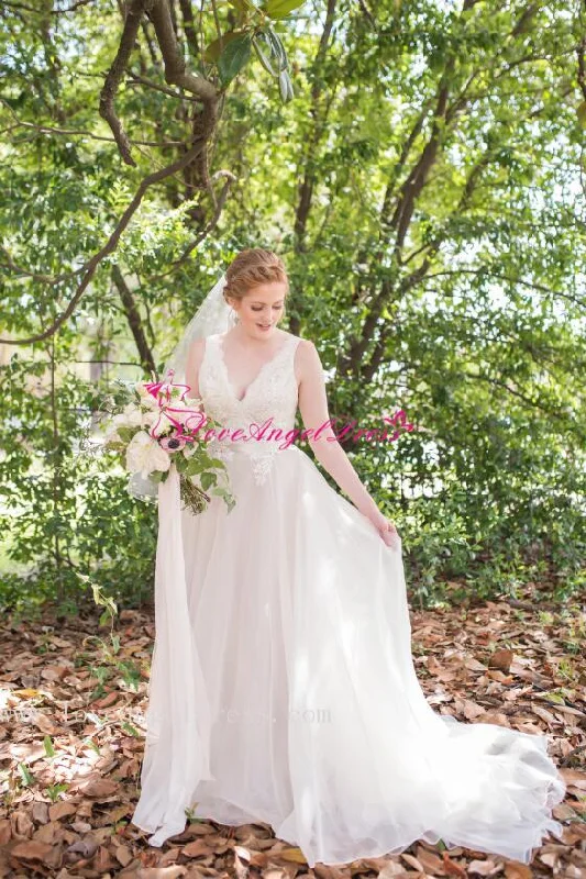 Don’t Wait – Deals Won’t Last!V-neckline Appliques A-line Organza Wedding Gown