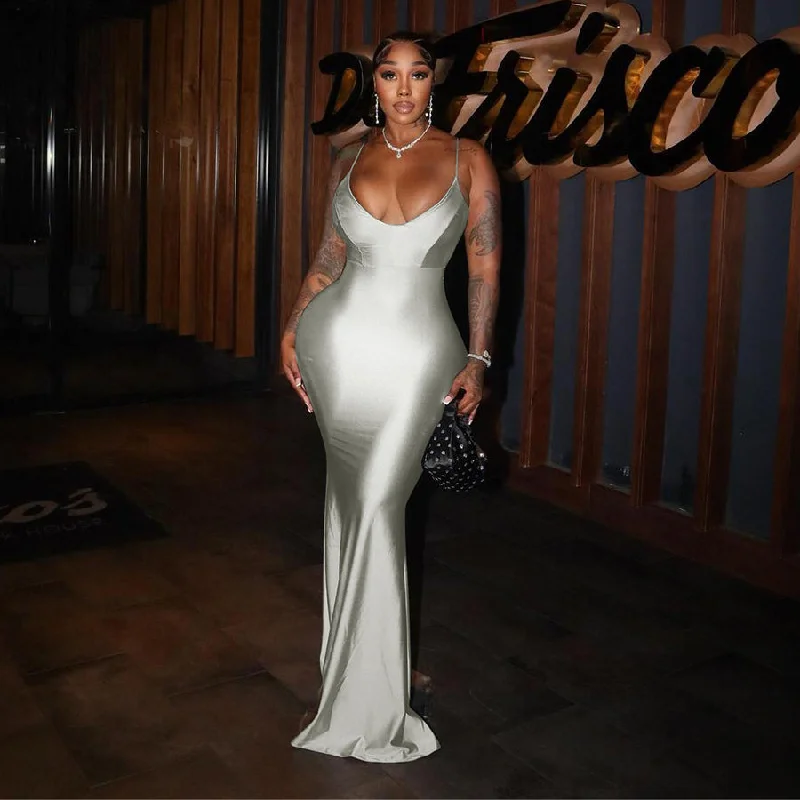 Get Ready to Save!35697 Backless Straps Dress Lady Evening Party Prom Wear Maxi Dresses