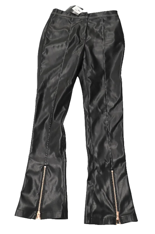 Limited Time Offer!Andersson Bell Saya Zipper Flared Pants in Black Faux Leather