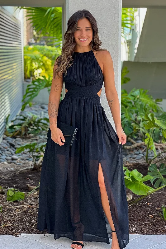 Buy More, Save More!Black Pleated Maxi Dress