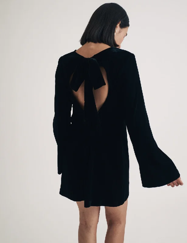 Find Your Perfect Deal Today!Black Velvet Tie Back Jolene Mini Dress