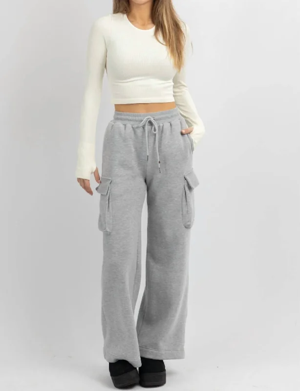 Buy More, Pay Less!Cargo Cozy Fleece Lounge Pants In Heather Grey