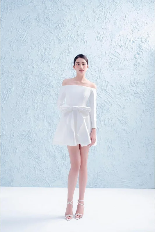 Your Discount is Waiting!Charles Flared Open Shoulder Taffeta Mini Dress