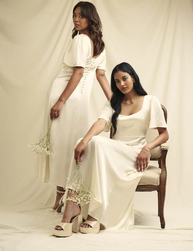 Snag the Best Prices Now!Ivory Satin Becca Bridesmaid Midaxi Dress