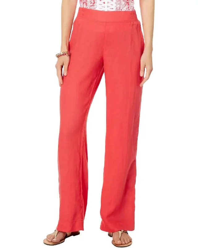 The Best Deals Won’t Wait!Deri Linen Palazzo Pant In Mizner Red