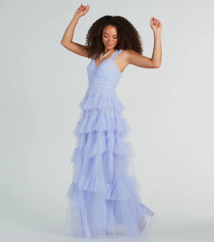 Your Shopping Wish, Our Discount Command!Elissa Sleeveless A-Line Ruffle Pleated Tulle Gown