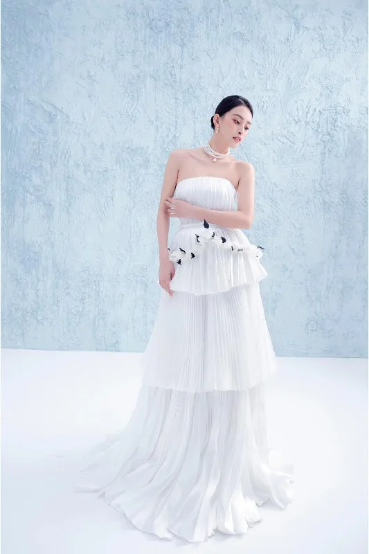 Find the Best Deals Here!Elizabeth Strapless Layered Taffeta Floor Length Dress