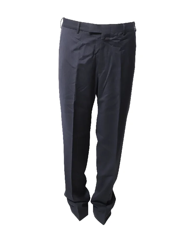The Sale You’ve Been Waiting For!Ermenegildo Zegna Striped Tailored Trousers in Navy Blue Wool