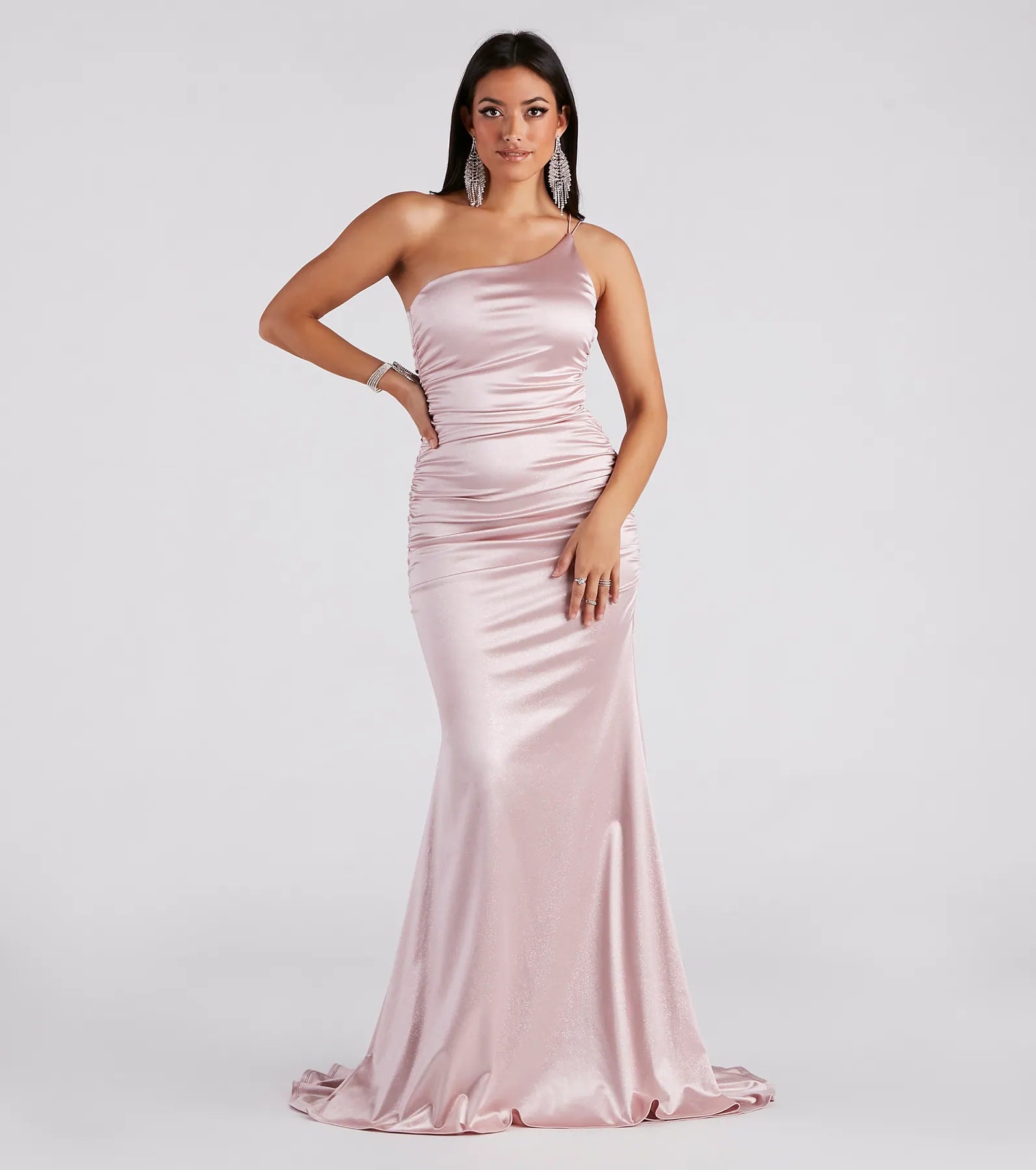 Your Shopping Spree Starts Here!Faith Formal Glitter Ruche Mermaid Dress