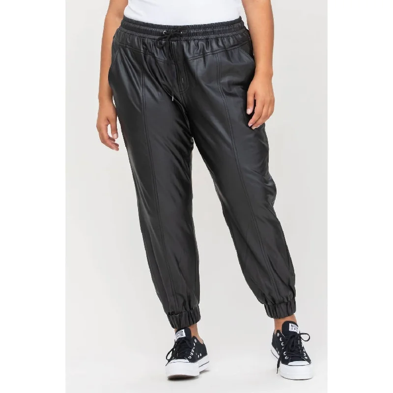 Time to Snag a Bargain!Faux Leather Joggers (Plus) In Black