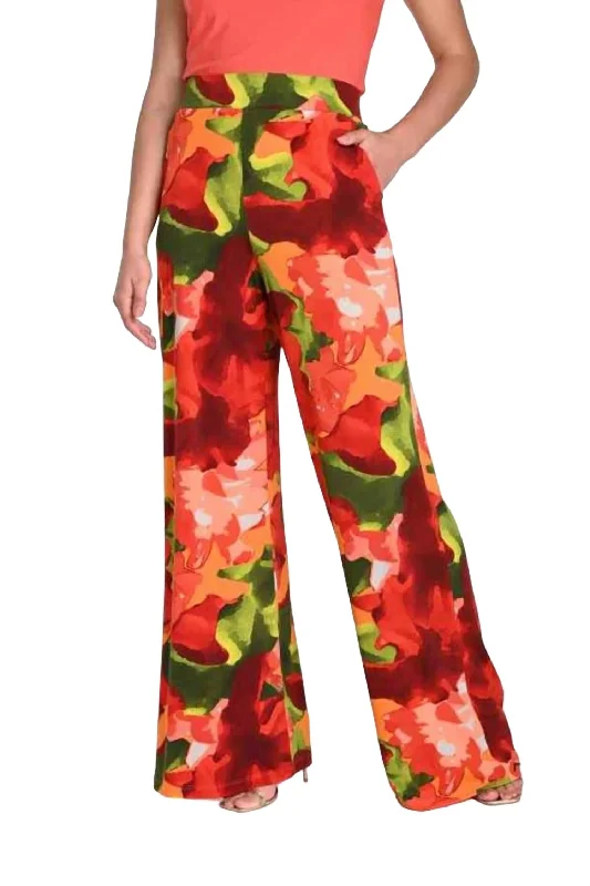 Every Deal is a Steal!Floral Knit Pant In Red/green
