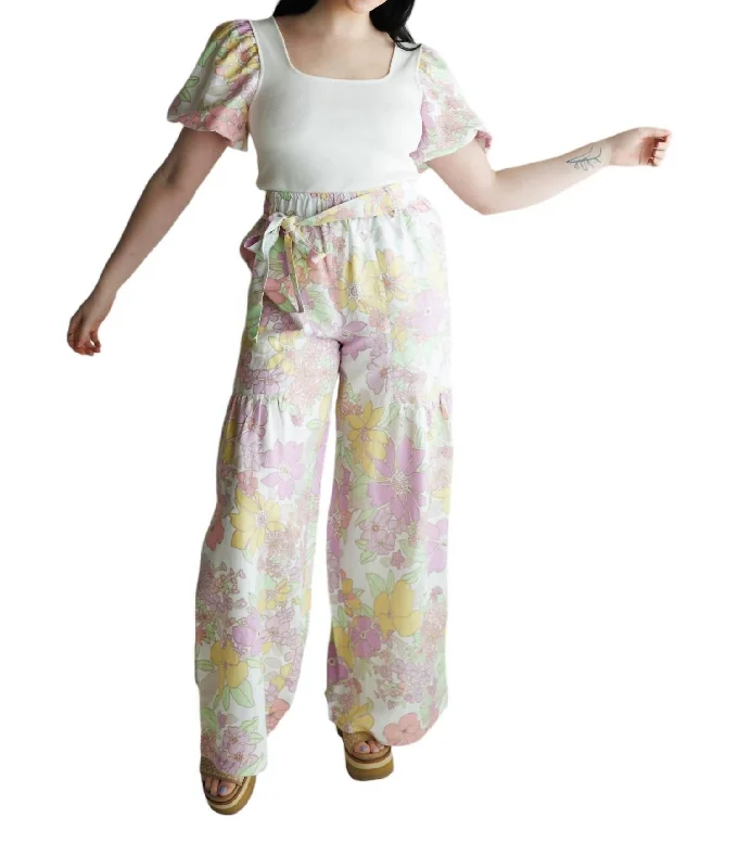 Instant Savings Await!Floral Wide Pants In Pink Floral