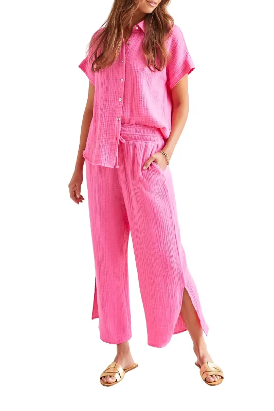 Hottest Discounts of the Year!Gauze 2 Ways Wide Leg Pant In Hot Pink