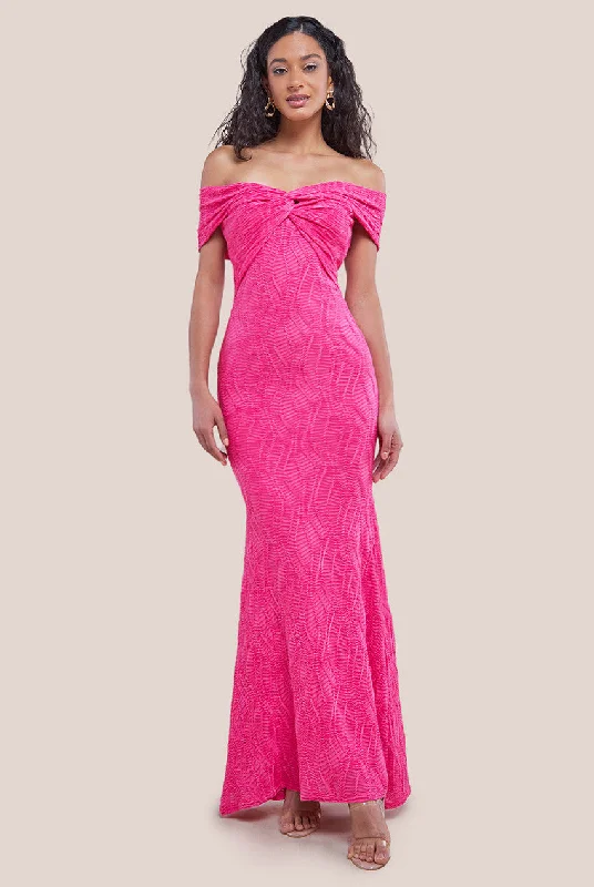 Best Price of the Season!Goddiva Front Knot Twist  Maxi Dress - Magenta