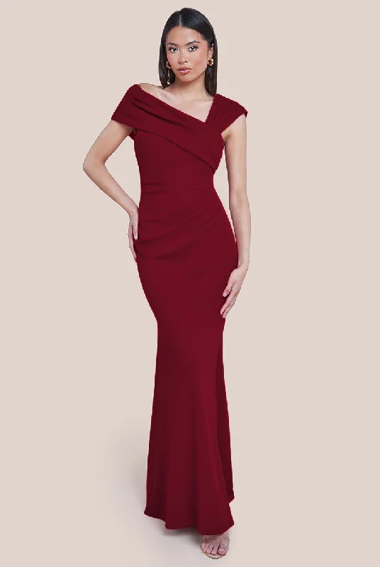 Price Drops You’ll Love!Goddiva One Shoulder Evening Maxi Dress - Wine