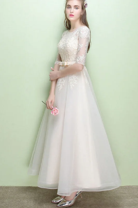 Exclusive Offers You’ll Love!HALF SLEEVE EMBROIDERED TULLE MAXI DRESS