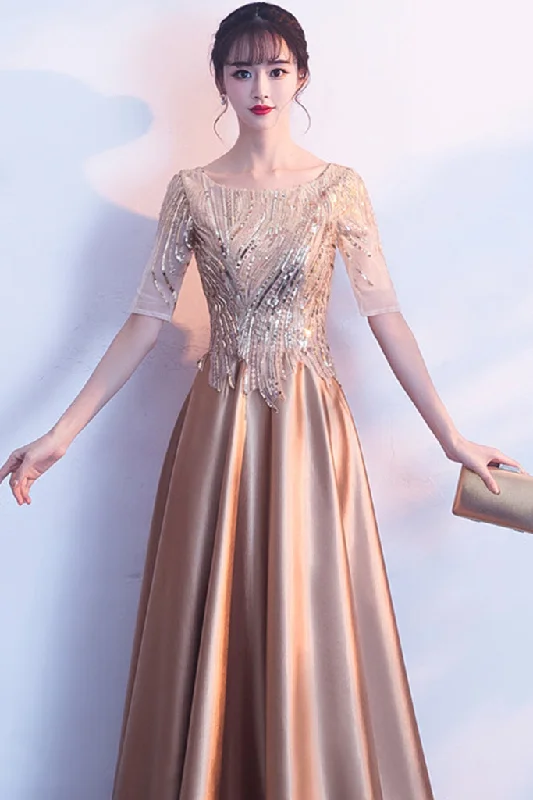 Price Drops You’ll Love!HALF SLEEVE SEQUIN MAXI FORMAL DRESS