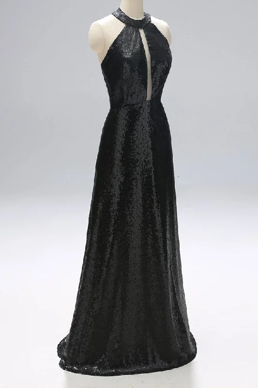 Shop Now and Save!HALTER NECK BACKLESS SEQUIN MAXI DRESS