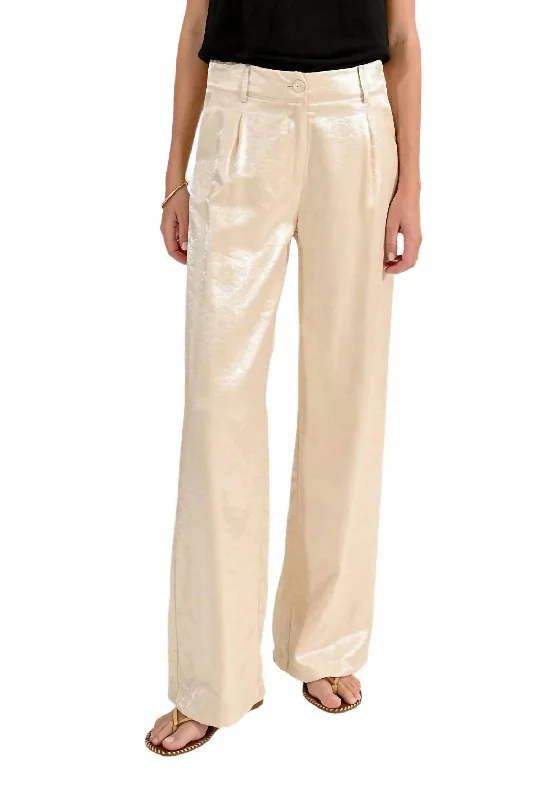 Every Deal is a Steal!High-Waisted Satin Pants In Golden Beige